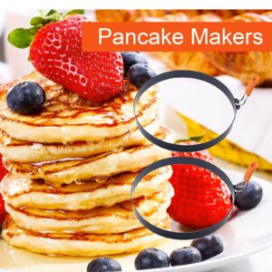 2 Packs 6" Pancake Ring for Griddle,6 Inch Non-stick Omelette Ring,Staineless Steel Crepes Ring Omelet Ring for Griddle Pancakes Egg Ring Pancake Maker,with Silicone Handle for Sandwich Egg Muffin