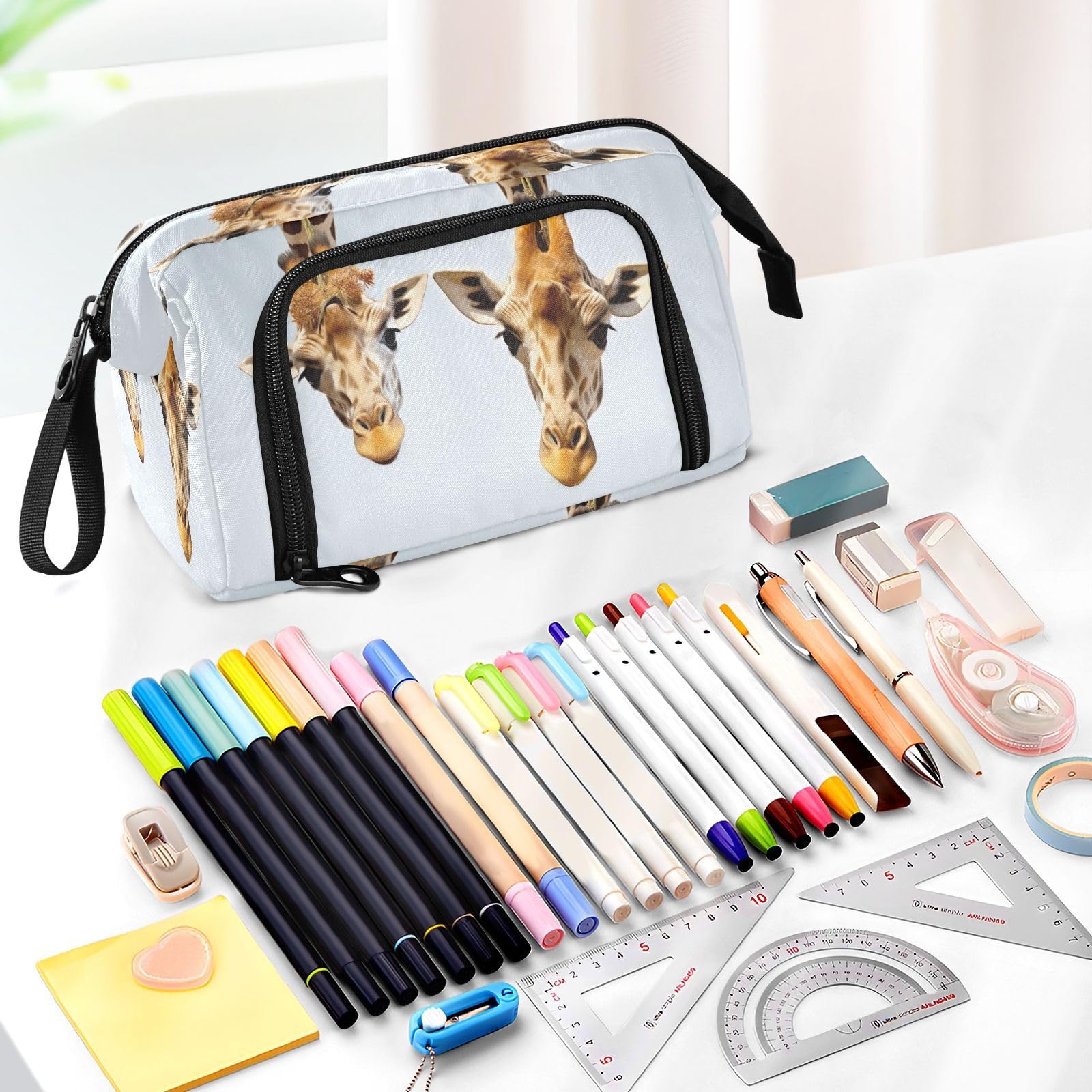 Joko Ivery Cute Giraffe Large Capacity Pencil Case Pouch Zipper Pen Bag Pencil Case Pencil Box Organizer for Teen Girls Boys Office Nurse Preppy School Supplies Stuff Gifts