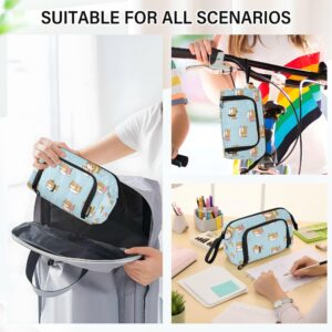 Glaphy Shiba Inu Dogs and Sushi Pencil Case Large Capacity Pencil Pouch Bag Zipper Storage Stationery Bag for School Office College