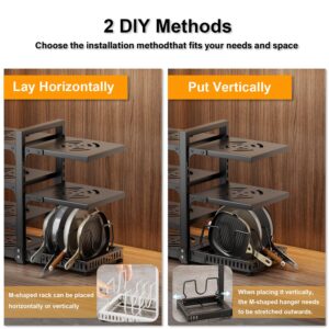 OUTIOE Heavy Duty Pots and Pans Organizer under Cabinet, 7-Tier Adjustable Pan Organizer Rack for Kitchen Cabinet Organizers and Storage (Black)