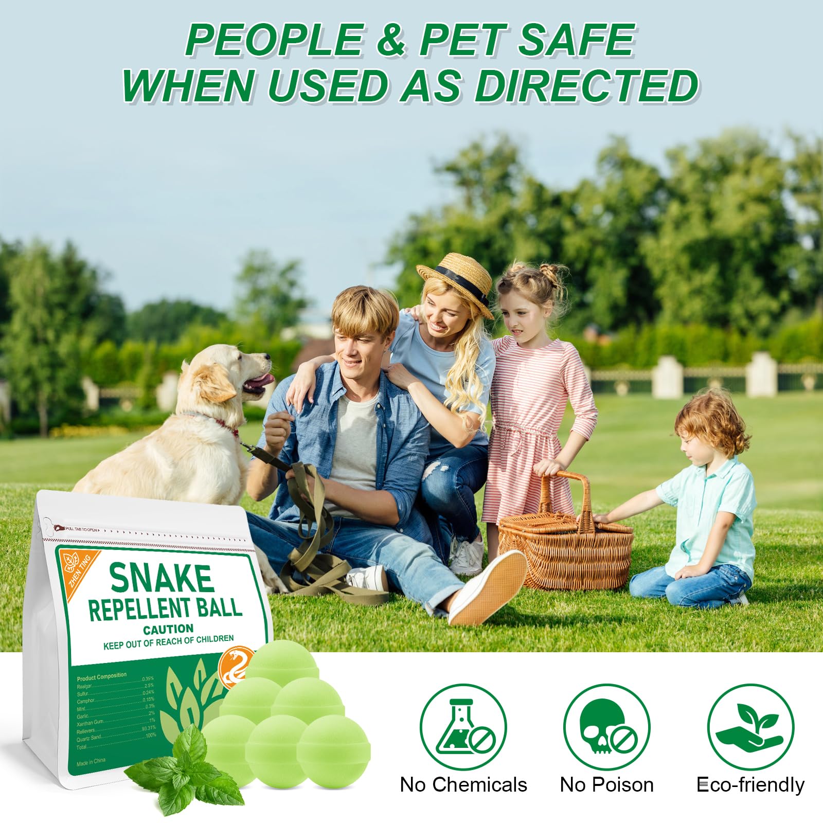 ZHEN TING 24 Pack Snake Repellent for Yard Powerful, Snake Away Repellent for Outdoors, Moth Balls for Snakes, Pet Safe Snake be Gone for Lawn Garden