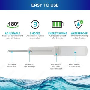 Portable Bidet for Travel - 3 Pressure Settings, USB Rechargeable, Adjustable Nozzle, Lightweight & Compact Design for Personal Hygiene Care – Ideal for Men, Women and Babies