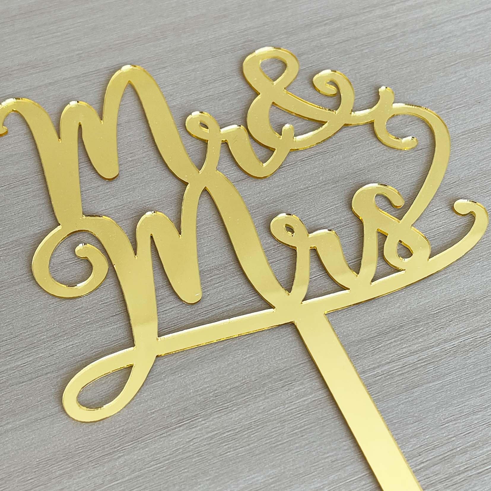 OIXCMNJQ Mirror Gold Mr & Mrs Cake Topper - Bride and Groom Cake Topper, Wedding Anniversary Bridal Shower, Engagement Decorations, Wedding Party Decorations Supplies, Acrylic