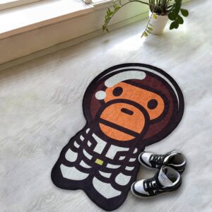 rugendary astronaut bape rug hypebeast room decor cute baby monkey rug irregular shaped rug machine washable non-slip carpet for baby room (ultra soft quality, 1.3x2 ft.)