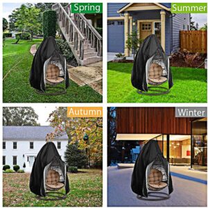 Patio Hanging Chair Cover, 420D Suspension Egg Chair Cover 91 inch for Outdoor Wicker Double Egg Swing Chair, Black Waterproof Egg Chair (Double Seat 91 x 79 inch)