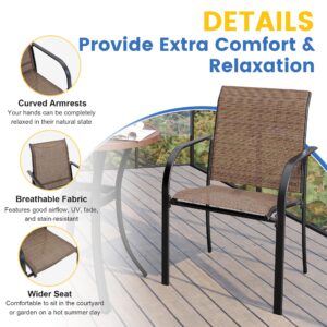 VICLLAX Patio Stacking Chairs for Outside, Outdoor Chairs Set of 6, Stackable Outdoor Patio Chair Set for 6 Person, Brown