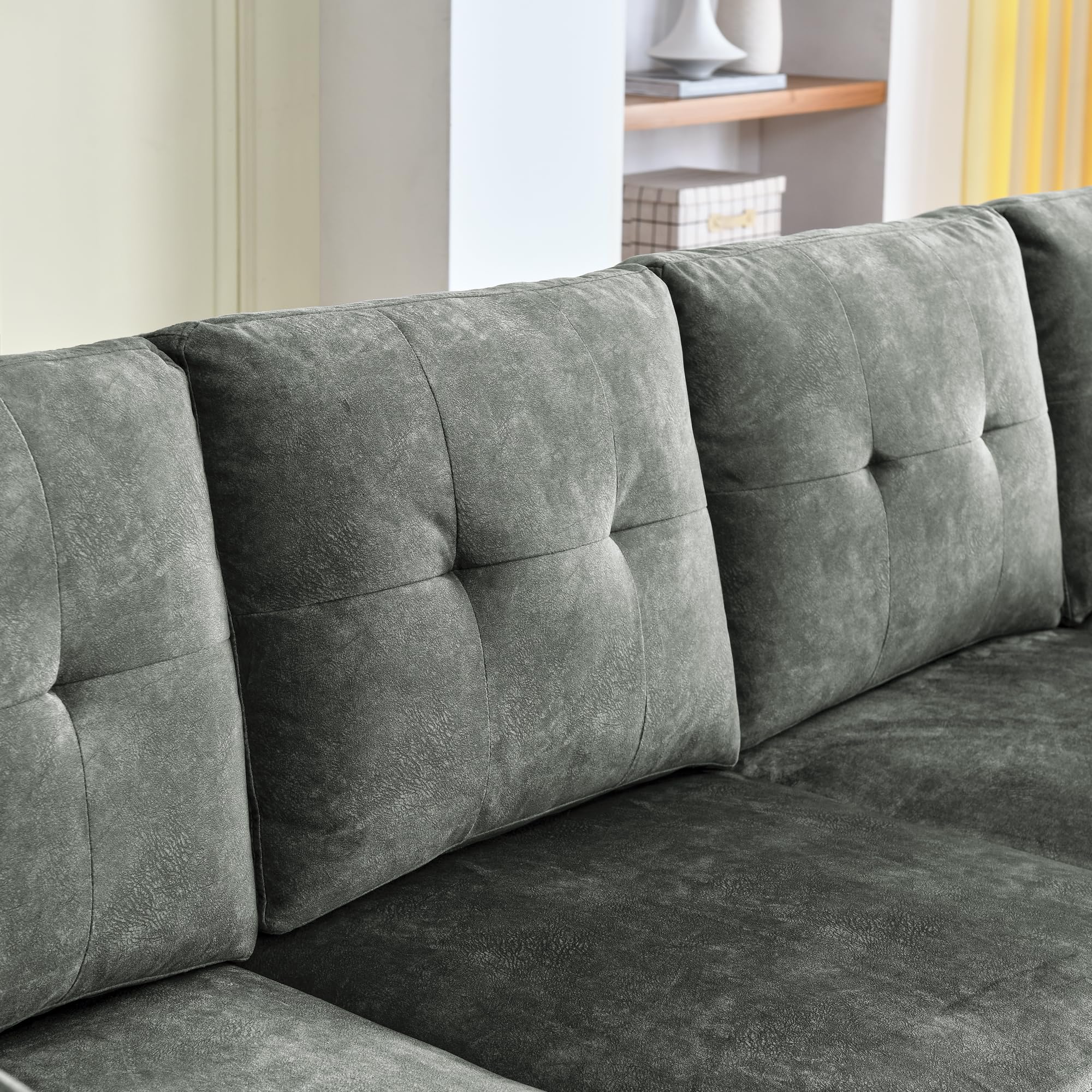 UBGO Modular Sofa Set for Living Room,Sectional Sofa & Couches,4-Seat Sectional Sofa with Reversible Chaise L Shaped Sofa Couch Furniture Sets Sectional Couch with Storage Ottoman-Gray