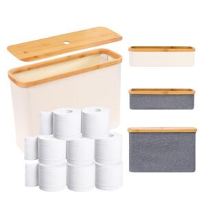 wooha toilet paper storage,toilet paper organizer for bathroom,bamboo storage basket,toilet paper organizer basket，collapsible toilet paper bucket，suitable for bathroom tissue storage (white, large)