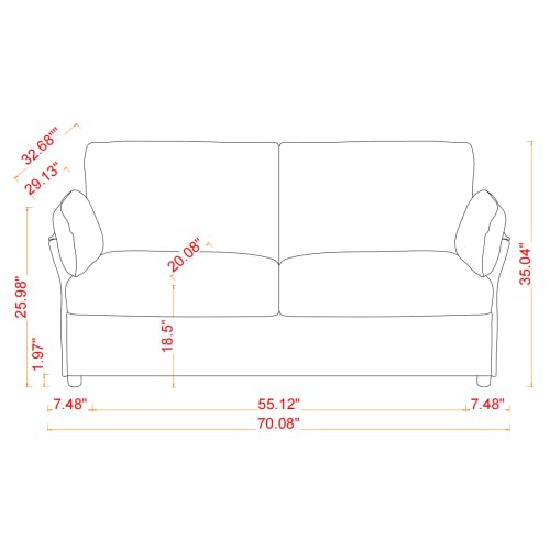 anwickjeff 70 inch Upholstered loveseat Couch Futon Sofa for Small Space Office Living Room, Modern Mini Couches Love Seat 2 Seater,Divan Daybed Sectional Sofa (Dark Grey)