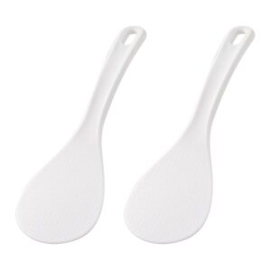 2 pieces plastic rice paddle rice spoon scooper rice cooker spoon rice scooper rice ladle paddle rice scoop spoon, white, 20 x 7cm