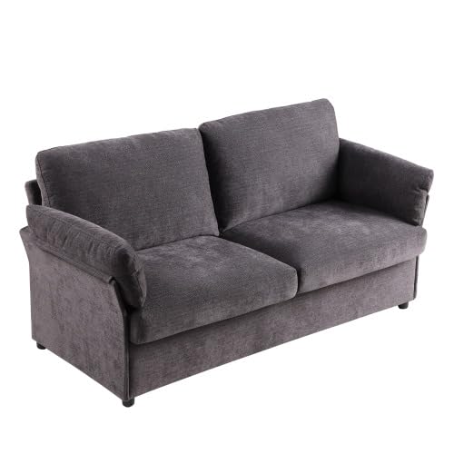 anwickjeff 70 inch Upholstered loveseat Couch Futon Sofa for Small Space Office Living Room, Modern Mini Couches Love Seat 2 Seater,Divan Daybed Sectional Sofa (Dark Grey)