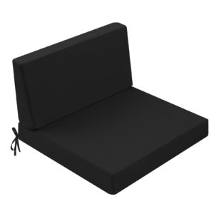 outdoor cushions for patio furniture 26.5x26.5, outdoor seat cushion & inclined back cushion with ties, waterproof replacement deep seat couch sofa chair cushion for backyard garden deck, black