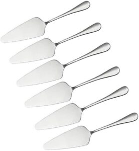 cake server set wedding pie cutting set 6 pcs pizza server stainless steel pie cutter with smooth edge and exquisite pattern for pastry dessert pizza, silver