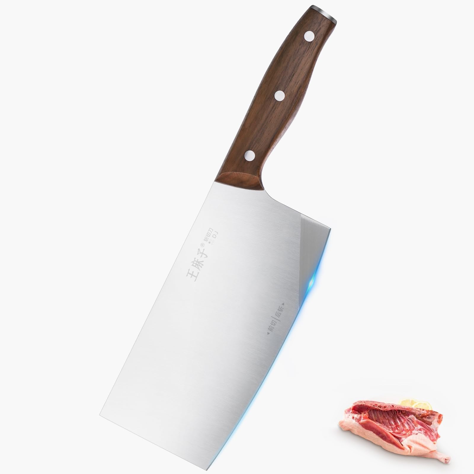 Chinese Meat Cleaver Knife 7.5 Inch, Butcher Knives with Original Wood Handle, Kitchen Gadgets Chopping Knife, Bone Cutting Cleaver Knife for Home and Restaurant