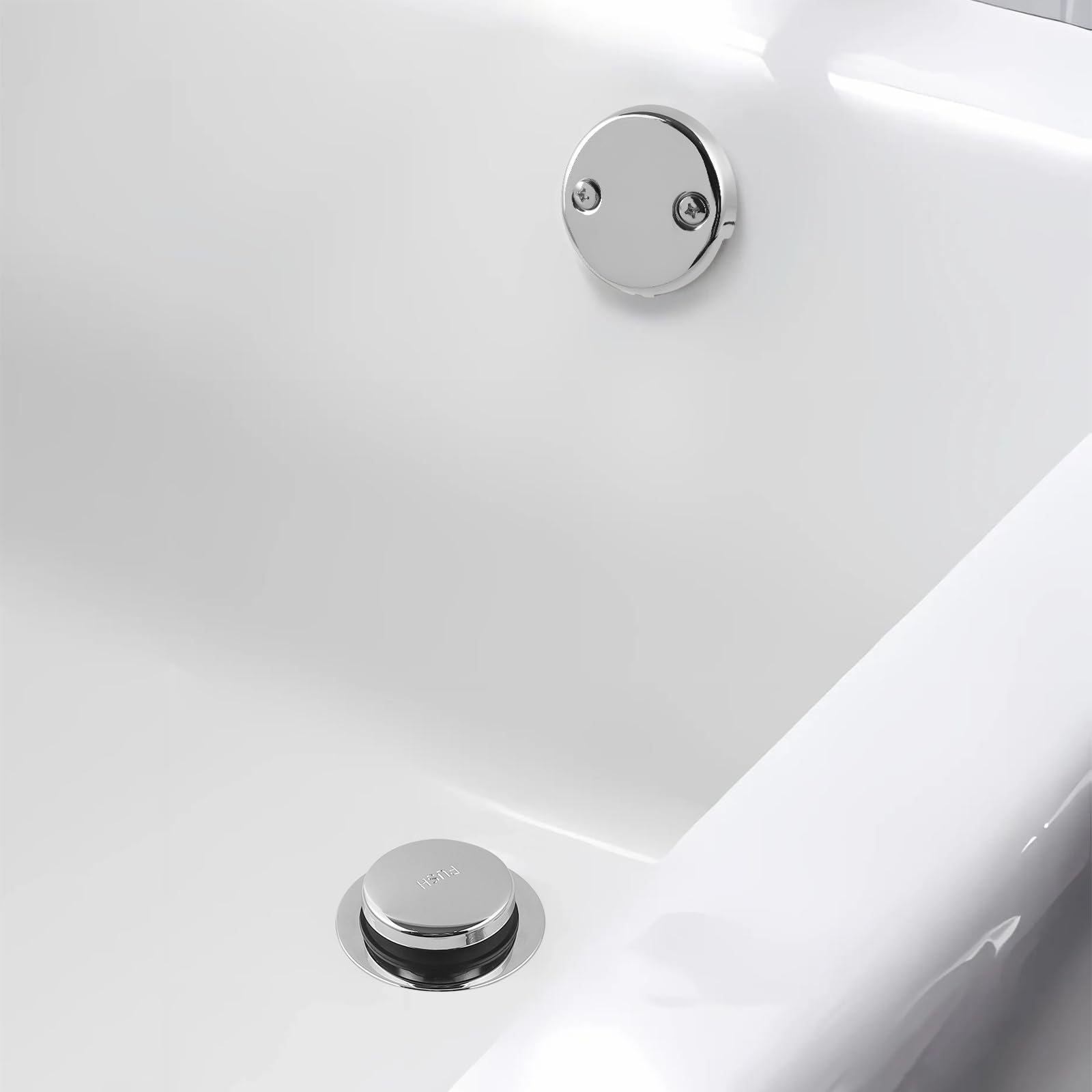 WRISIN Tub Drain Kit with Overflow, Tip-Toe Bath Tub Drain and Two-Hole Overflow Cover Plate, Universal Fit, Chrome