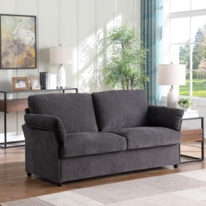 anwickjeff 70 inch Upholstered loveseat Couch Futon Sofa for Small Space Office Living Room, Modern Mini Couches Love Seat 2 Seater,Divan Daybed Sectional Sofa (Dark Grey)