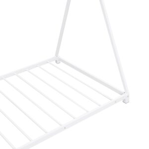 Twin Floor Bed with Slats and Triangle Structure, Montessori Floor Bed Frame Twin Size, Twin Size House Floor Bed/Montessori Bed for Kids, Girls, Boys, White