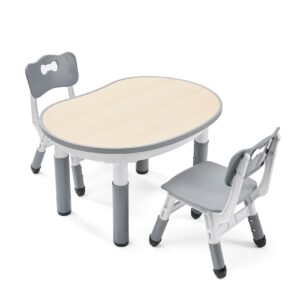 unicoo kids table and chairs set - toddler table and chair set, kids study table, kids play table with 2 chairs, graffiti desktop, classroom/daycare/home, children multi-activity table for ages 2-10