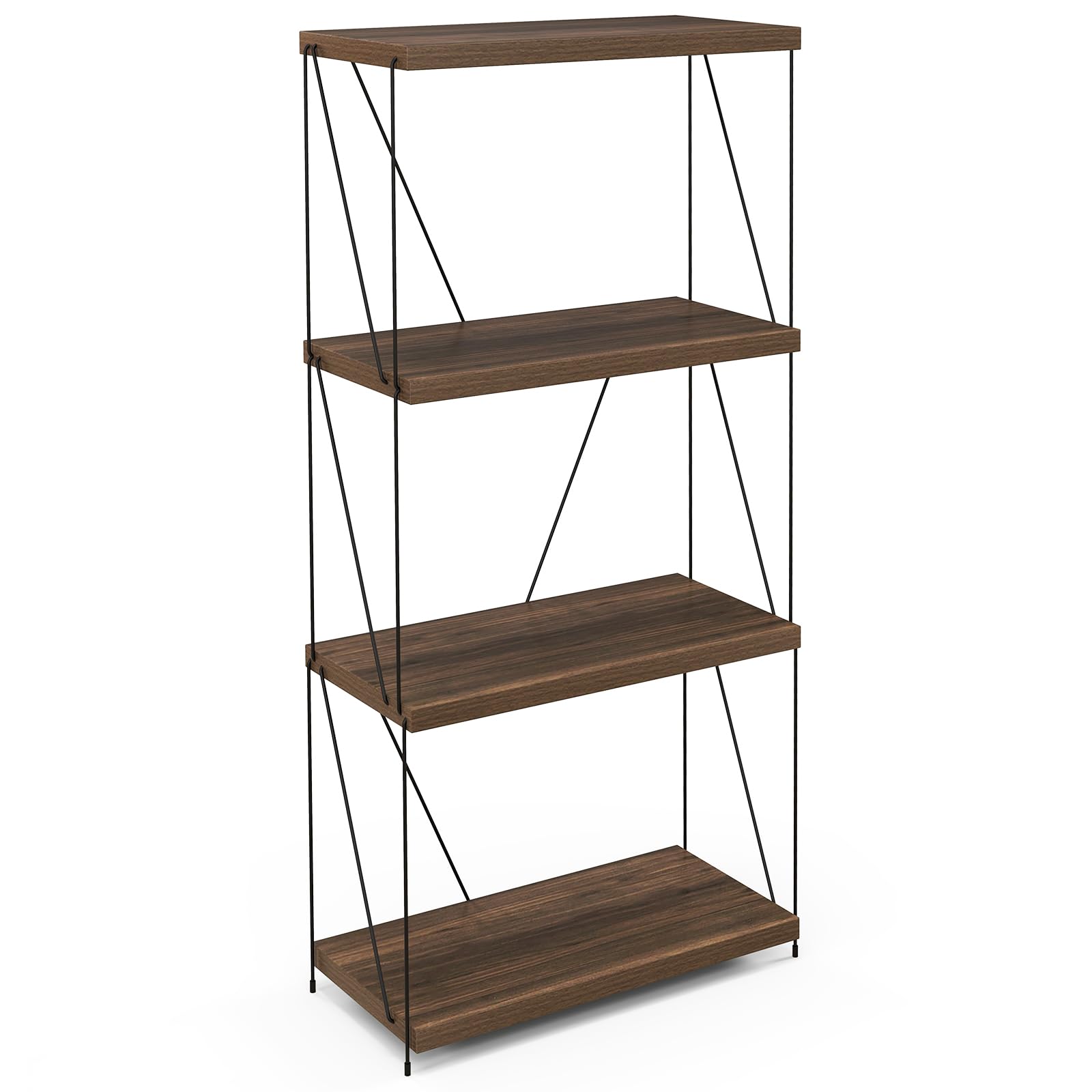 Giantex 4-Tier Open-Back Bookshelf, Freestanding Display Rack, Metal Frame Storage Shelf, Industrial Style Bookcase, Home Organizer Unit for Living Room, Bedroom, Study