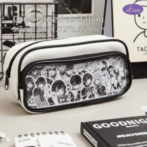 Abubbi ITA Pencil Pouch Large Capacity Pen Case with Transparent Window Black and White (Black and White)