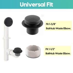 WRISIN Black Tub Drain Kit with Overflow, Tip-Toe Bath Tub Drain and Two-Hole Overflow Cover Plate, Universal Fit