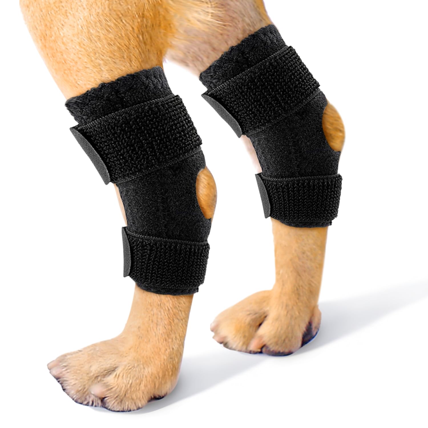 Huimpet Short Rear Leg Hock Brace, Dog Leg Braces for Back Leg with Flexible Velcro, Dog ACL Brace hind Leg, Hock & Ankle Support, Dog Leg Sleeve Protect Wound and Pain Relief, Medium,1 Pair, Black