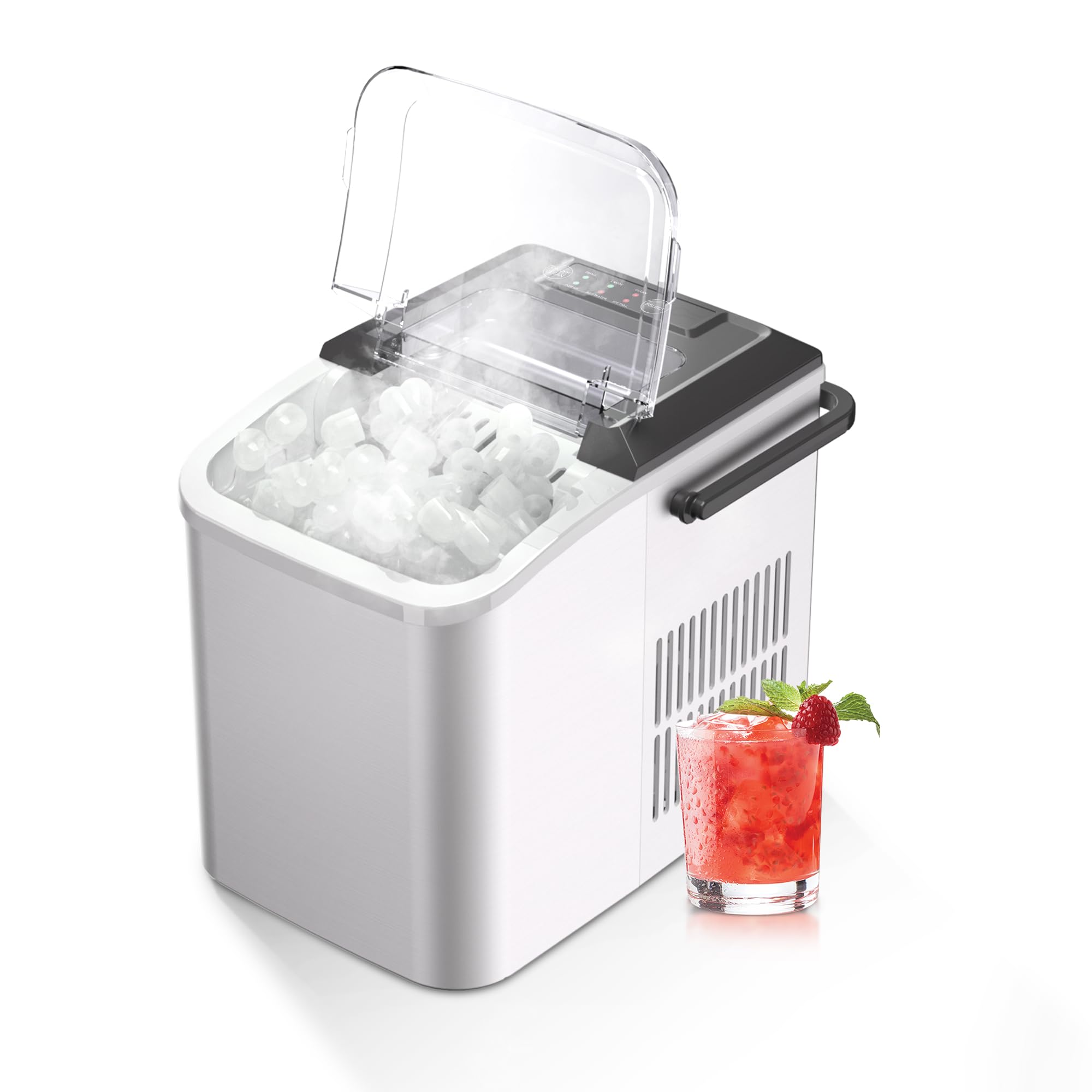 Bullet Ice Maker, 33 lbs/24H Counter Top Ice Maker, Portable Pellet with Self-Cleaning, 9 Cubes in 7-8 Mins, Ice Maker for Home, Office, Kitchen, RV