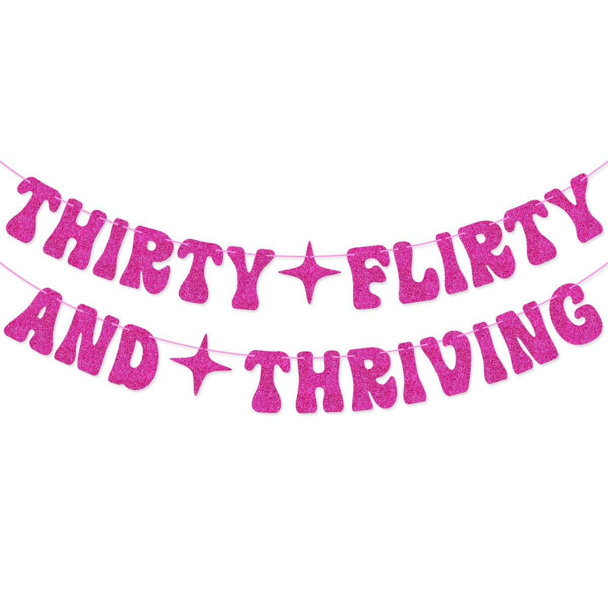 Hot Pink Thirty Flirty And Thriving Banner Talk Thirty to Me Banner for Women's 30th Birthday Party Decorations