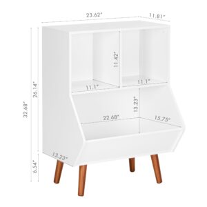 UTEX Toy Storage Organizer, Kids Bookshelf and Toy Storage with Legs, 3 Cube Storage Organizer, Toy Shelf for Kids Room, Living Room, Nursery, White