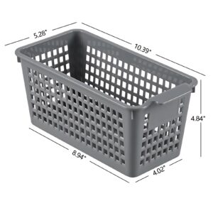 Jnktka 6-Pack Plastic Storage Baskets, Small Pantry Basket Bins Organizer, Grey