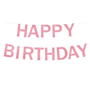 falizifu pink happy birthday banner birthday sign pink happy birthday decorations for men women birthday party supplies wall door banner flag