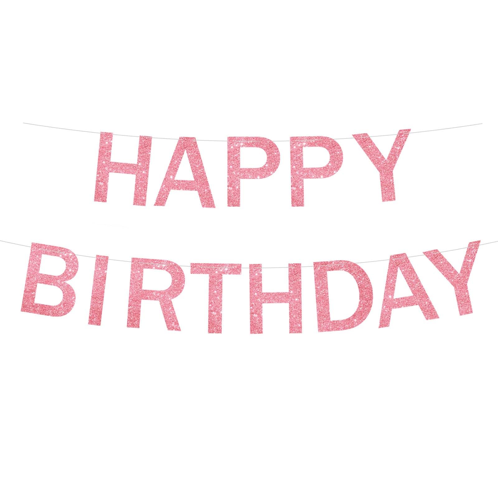 FALIZIFU Pink Happy Birthday Banner Birthday Sign Pink Happy Birthday Decorations for Men Women Birthday Party Supplies Wall Door Banner Flag