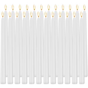 tobeape 24 pack 10" tall white taper candles, dripless unscented white candlesticks for wedding dinner party home décor, long burning spell chime candles for witchcraft rituals prayer meditation