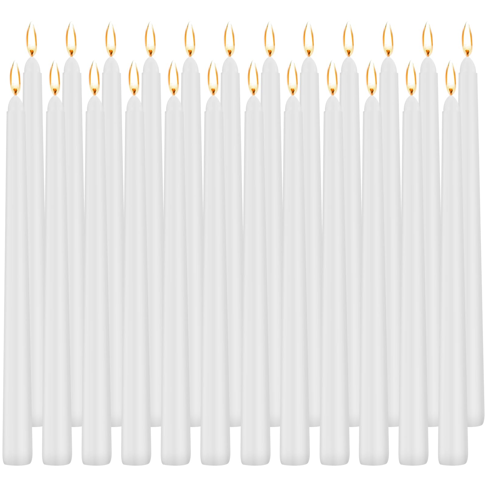 Tobeape 24 Pack 10" Tall White Taper Candles, Dripless Unscented White Candlesticks for Wedding Dinner Party Home Décor, Long Burning Spell Chime Candles for Witchcraft Rituals Prayer Meditation