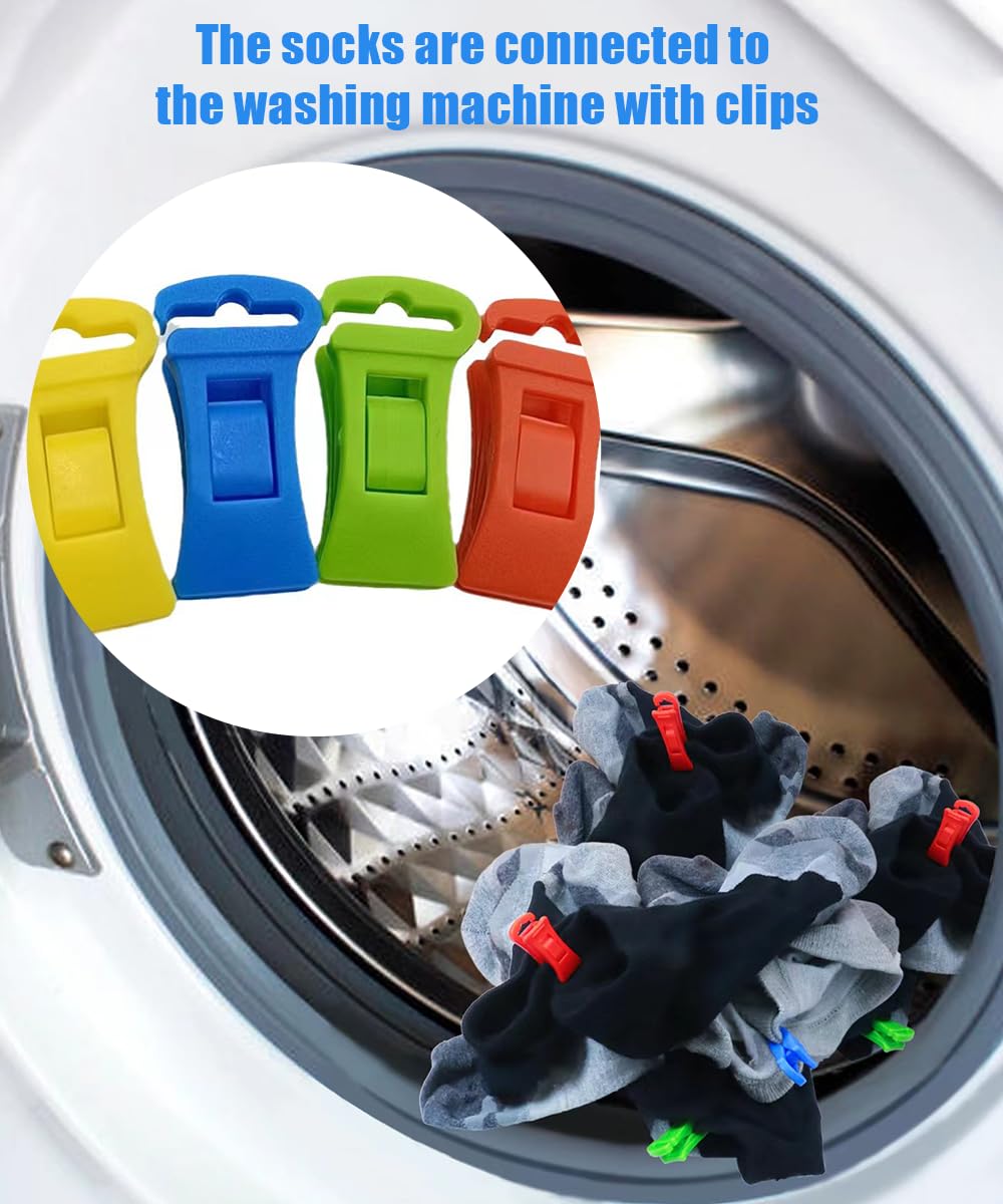 32 Sock Clips: Your Ultimate Laundry Companion - Securely Pair and Hang Socks in The Wash and Dryer, Ending The Days of Mismatched or Lost Pairs