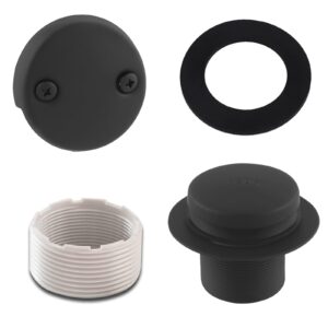 wrisin black tub drain kit with overflow, tip-toe bath tub drain and two-hole overflow cover plate, universal fit