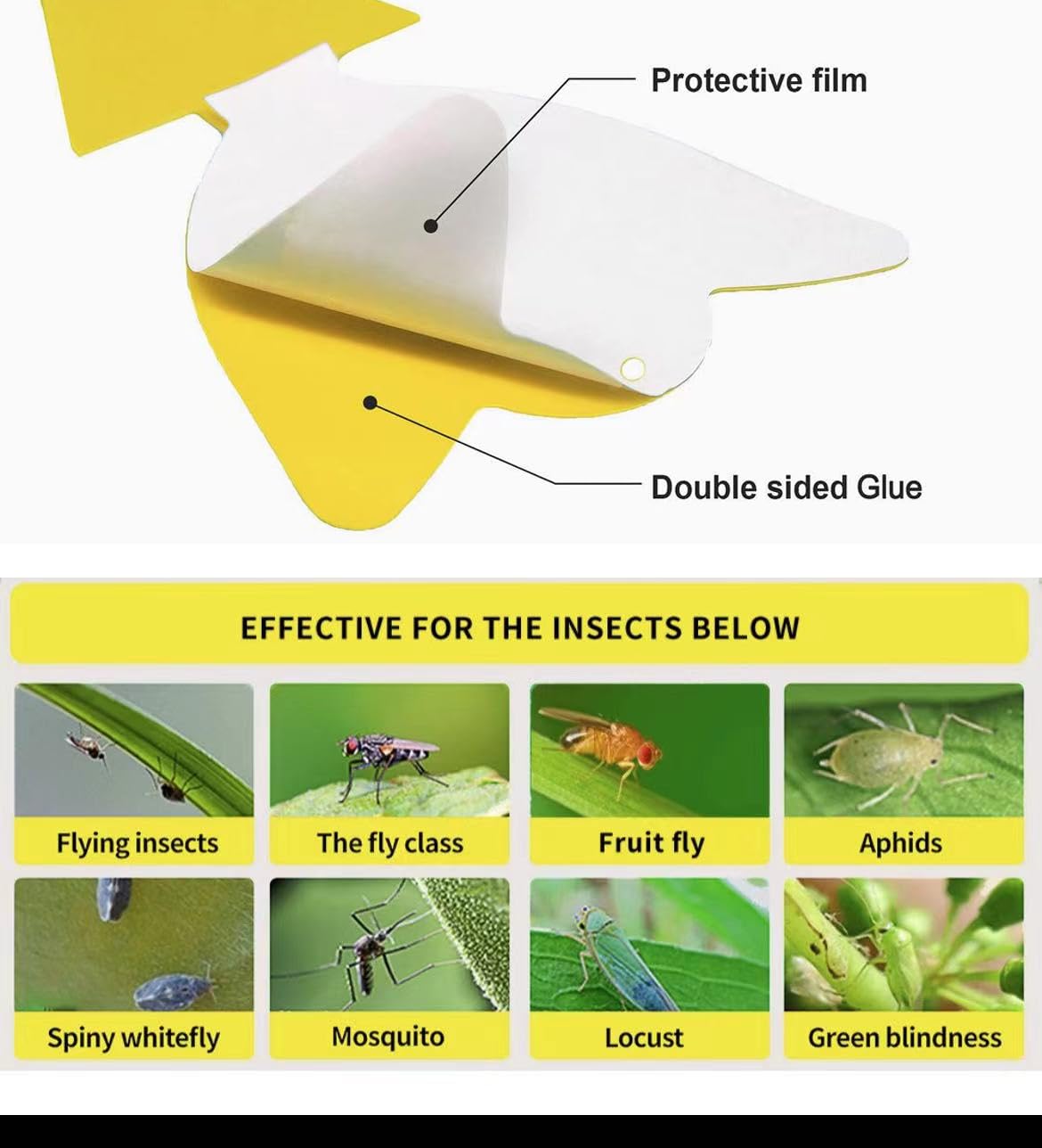 48 Pcs Multi-Sized Sticky Trap For Fungus Gnat (Plants), Flying Insect, Fly, Beautify & Liveliness, Usable In Various Size Pot, Yellow Insect Trap For Indoor, Outdoor, Kitchen & Plant, 3-Shape, 3-Size