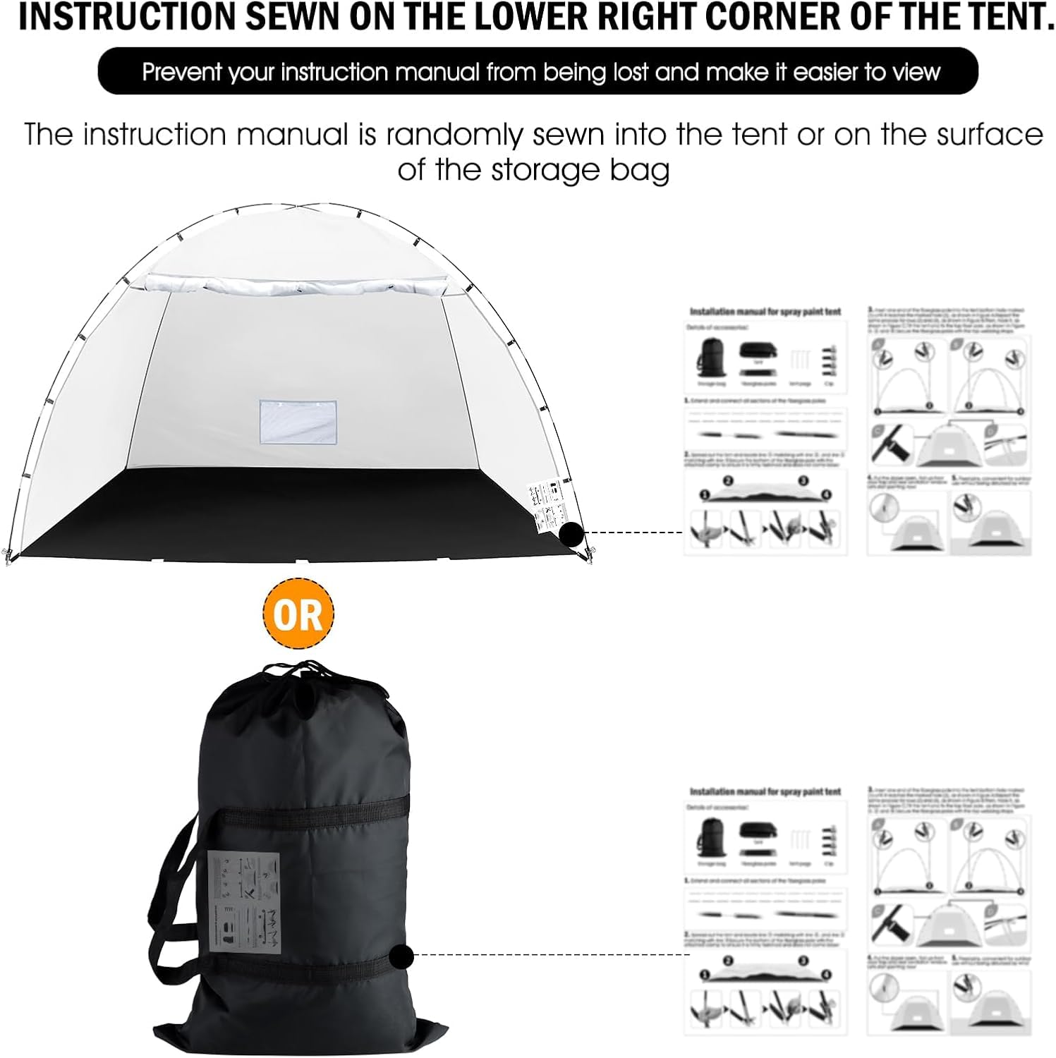 Portable Paint Booth Tent, Siebwin Extra Large 10x6x6.5ft Spray Paint Tent with Built-in Floor & Mesh Screen & Windproof Hooks for Furniture DIY Hobby Tool Spray Paint Shelter