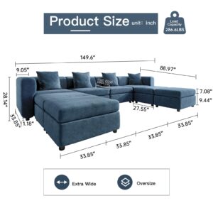 GlimBiz Oversized Modular Sofa with Storage Ottoman,U Shaped Sofa Couch Modular Sectional Sofa with Cushions, Convertible Sectional Sofa,U-Shaped Sofa with 8 Seats