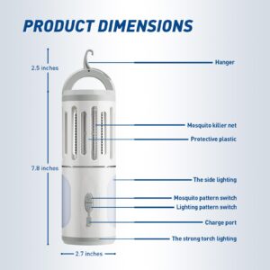 vertmuro Bug Zapper, Electric Bug Zapper Powered Rechargeable, Mosquito Zapper Led Light 2 in 1 for Outdoor and Indoor, Insect Fly Traps Fly Zapper for Home Backyard, 2 Pack