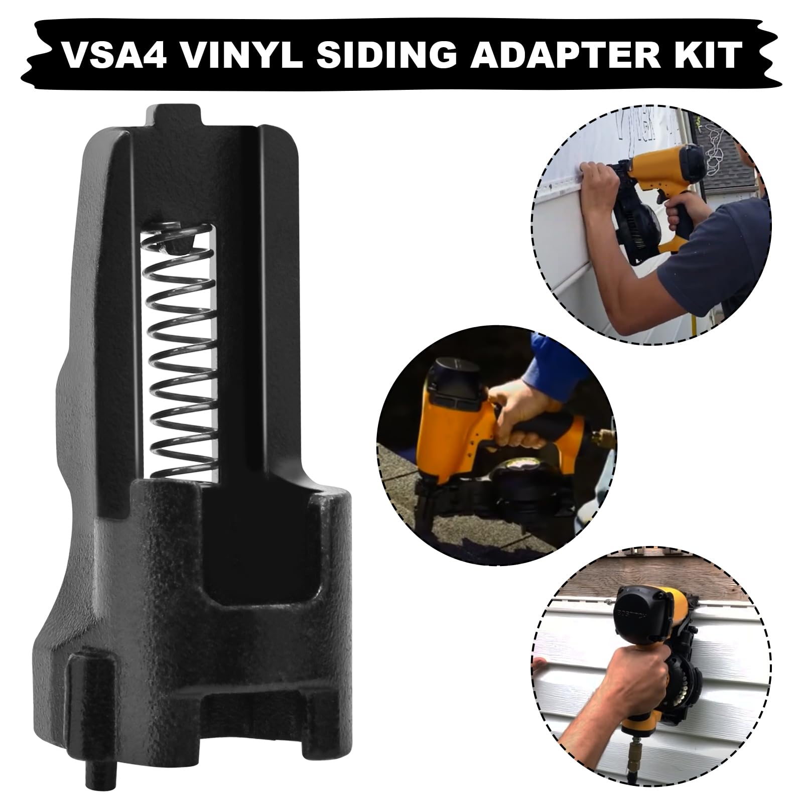 VSA4 Vinyl Siding Adapter Kit,for Bostitch RN46-1 Wall Board Nail Adapter Metal Kit Black