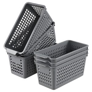 jnktka 6-pack plastic storage baskets, small pantry basket bins organizer, grey