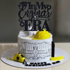 In My Engineer Era Cake Topper, Congrats Engineer/Look at You Becoming an Engineer, 2024 College Engineering Graduation Party Decorations Supplies, Black Glitter