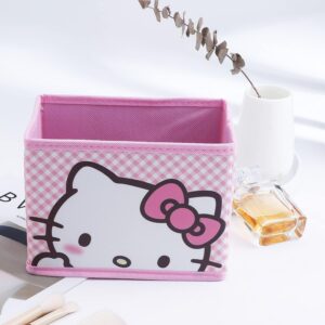 CNEISEJK Kawaii Kitty Collapsible Storage Box Kitty Cat Cosmetics Box Foldable Baskets Office Desk Room Decoration Makeup Holder for Women Girls (SNX-Ki 2403)