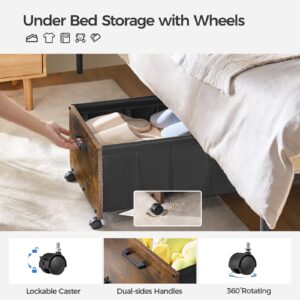 FOUCSSOMEI Under Bed Storage with Wheels, Wooden Under Bed Storage Containers, Under Bed Shoe Storage Organizer, Rolling Under Bed Drawers, Metal Frame, Patented Design