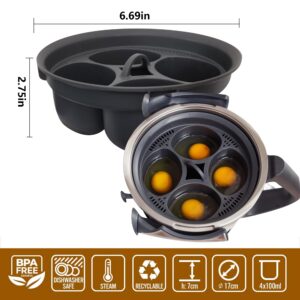 Nonstick Microwave Egg Poacher Insert: 4 in 1 Poached Egg Cooker Egg Boiler, Egg Steamer Poached Egg Cups For Thermomix TM6/TM5/TM31 and Air Fryer Oven (4 cup)