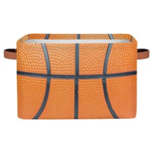 basketball storage bin basket, ball large toys storage cube box with handles, collapsible laundry basket rectangular waterproof storage organizer bin for nursery bedroom playroom shelves gift basket