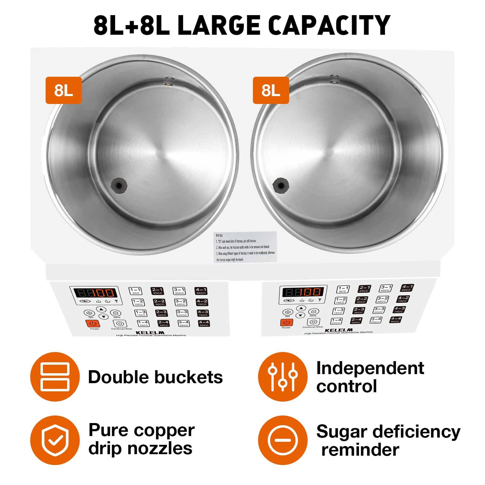 Automatic Fructose Dispenser,16L Commercial syrup dispenser,Fructose Quantitative Machine w/Double Fructose Outlets for Boba Milk Tea Bubble Tea,760W