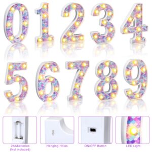 Glooglitter Mermaid Birthday Party Decoration, Decorative LED Glowing Numbers Mermaid Theme Marquee Digital Lights Table Centerpiece for Kids Under The Sea Birthday Baby Shower Party Decoration(5)