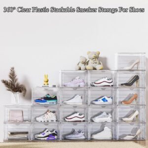 Rgqphantom Shoe Storage Box,Stronger Shoe Box with Acrylic Magnetic Door for Sneaker Display,Stackable Clear Boxes for Closet,Easy Assembly,Sneaker Storage Shoe Box for Women/Men(Clear, 1Pcs)